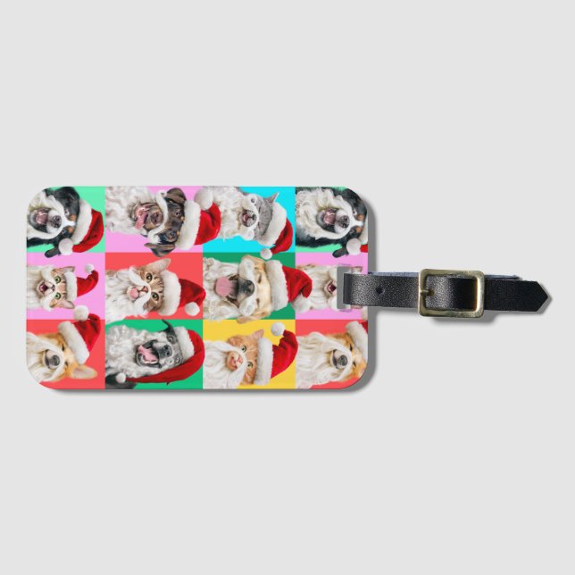 Dogs and Cats with Santa Beard Bagagebricka (Framsida horisontal)