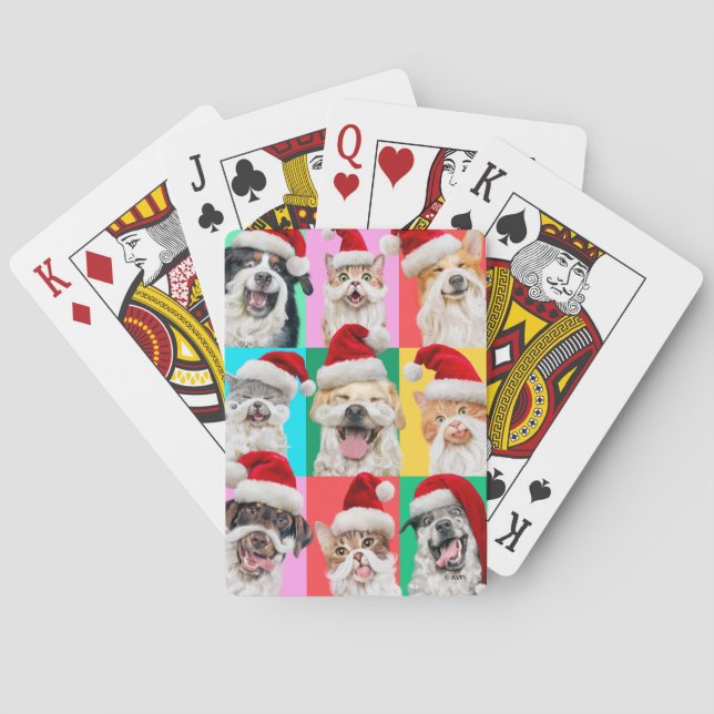 Dogs and Cats with Santa Beard Casinokort (Baksidan)