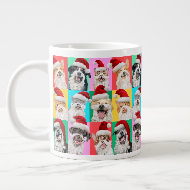 Dogs and Cats with Santa Beard Jumbo Mugg (Vänster)