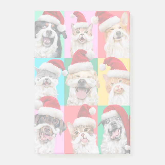 Dogs and Cats with Santa Beard Post-it Block (Framsida)