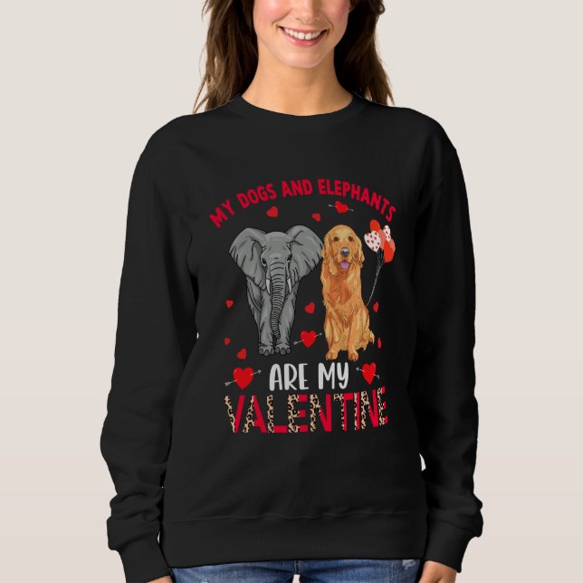 Dogs And Elephants Are My Valentine Golden Retriev T Shirt (Framsida)