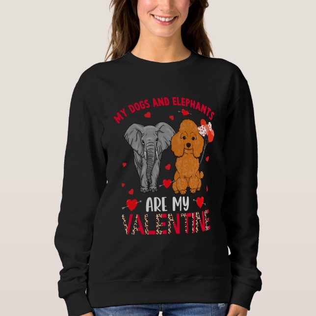 Dogs And Elephants Are My Valentine Poodle With El T Shirt (Framsida)