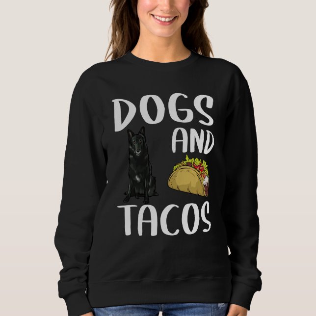 Dogs And Tacos Belgian Sheepdog Mexican Food T Shirt (Framsida)