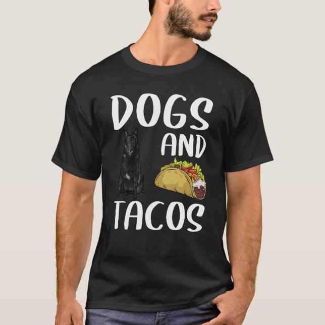 Dogs And Tacos Belgian Sheepdog Mexican Food T Shirt (Framsida)