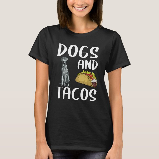 Dogs And Tacos Blue Merle Dane Mexican Food T Shirt (Framsida)