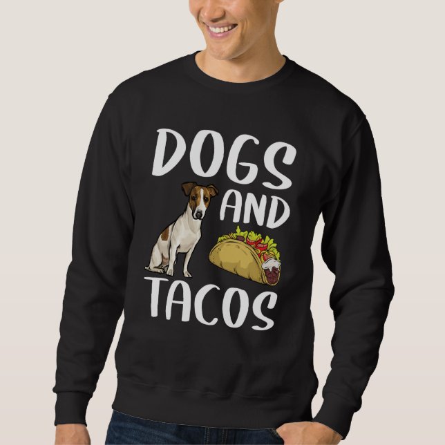 Dogs And Tacos Russell Terrier Mexican Food Lång Ärmad Tröja (Framsida)