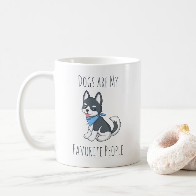 Dogs are me Favorite People Husky Puppy Dog Kaffemugg (Med munk)
