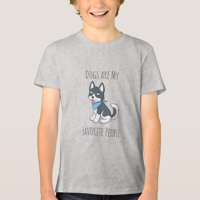 Dogs are my Favorite People Husky Puppy Dog T Shirt (Framsida)