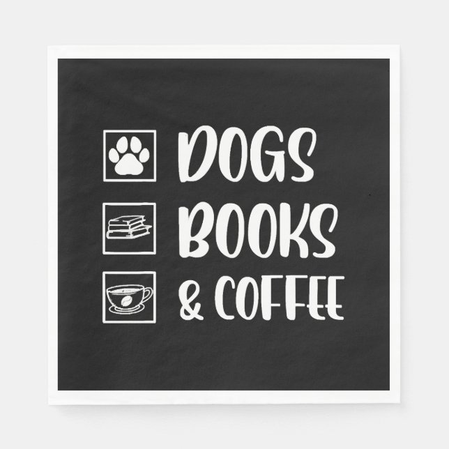 Dogs Books Coffee Funny Dog Pappersservett (Framsidan)