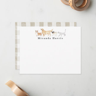 Dogs & Cat Personal Stationery Note Card Anteckningskort