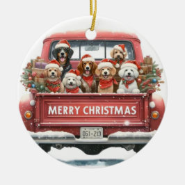 DOGS IN TRUCK Ornament