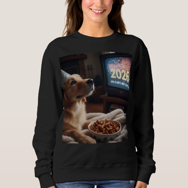 Dogs like new years too Woman's Sweat Shirt T Shirt (Framsida)
