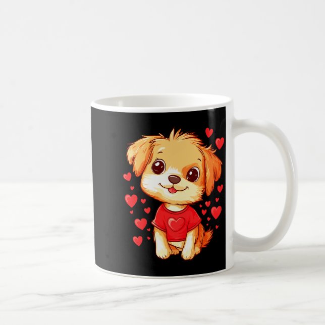 Dogs Lover Heart Girls Puppy Valentine S Day Women Kaffemugg (Höger)