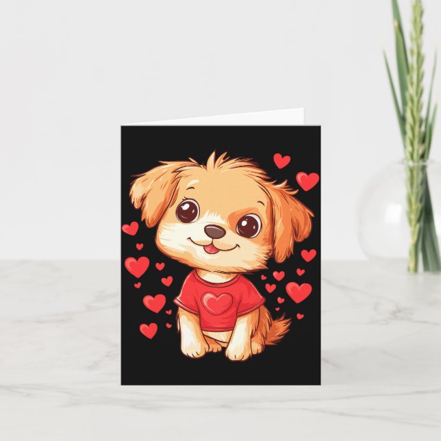 Dogs Lover Heart Girls Puppy Valentine’s Day Women Kort (Framsida)