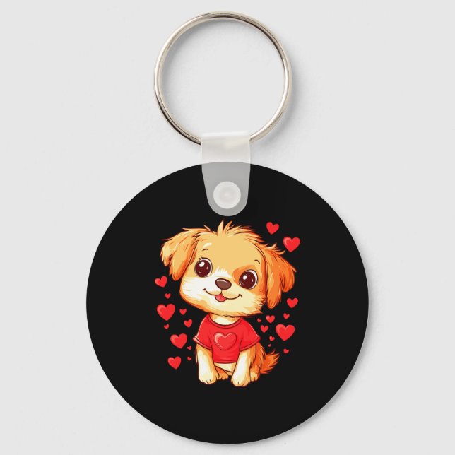 Dogs Lover Heart Girls Puppy Valentine S Day Women Nyckelring (Framsida)