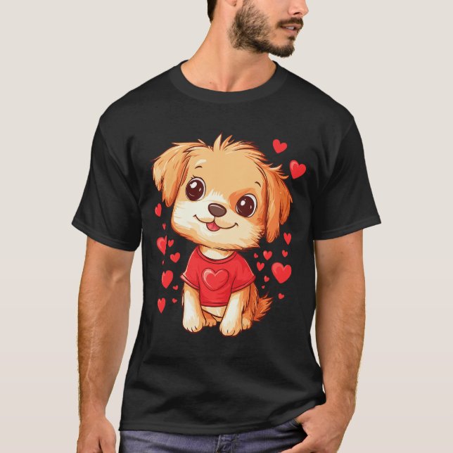 Dogs Lover Heart Girls Puppy Valentine’s Day Women T Shirt (Framsida)