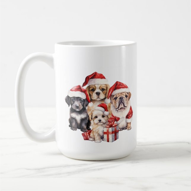 'Dogs of Christmas' söt hundälskare  Kaffemugg (Vänster)