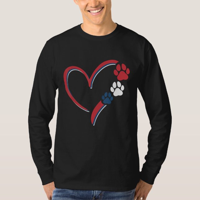 Dogs Paw American Flag Love Heart Dog Patriotic 4t T Shirt (Framsida)