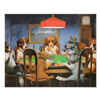 Dogs Playing Poker by Cassius Marcellus Coolidge's Fototryck