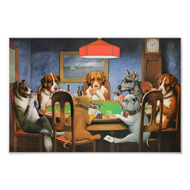 Dogs Playing Poker by Cassius Marcellus Coolidge's Fototryck (Framsidan)