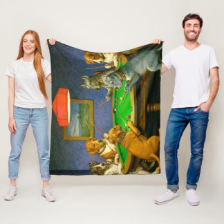 Dogs Playing Snooker Billiards Fun Spoof Fleecefilt