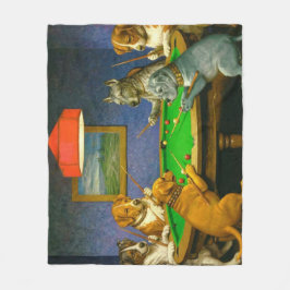 Dogs Playing Snooker Billiards Fun Spoof Fleecefilt