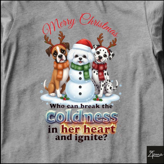 Dogs Snowman Christmas Antlers Holiday Scarf T Shirt (Skapare uppladdad)