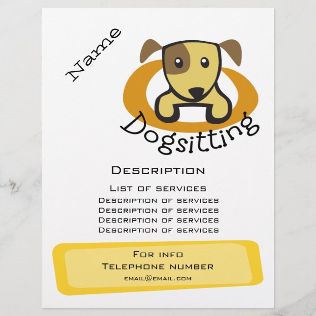 Dogsit-befordringar Reklamblad (Framsidan)