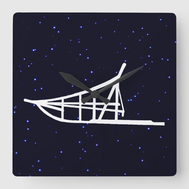 Dogsled Fyrkantig Klocka (Framsida)