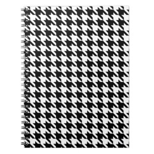 Dogtooth, Houndstooth mönster i Black&White Anteckningsbok Med Spiral