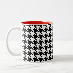 Dogtooth Houndstooth mönster i Black&White Två-Tonad Mugg