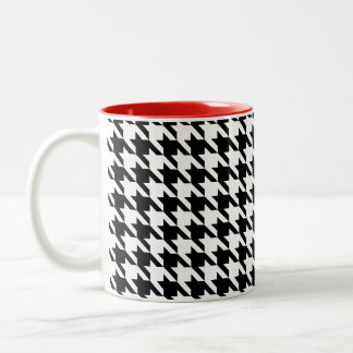 Dogtooth, Houndstooth mönster i Black&White Två-Tonad Mugg