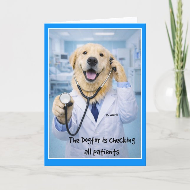 Dogtor Checking On You Get Well Card  ST-3 Kort (Framsida)