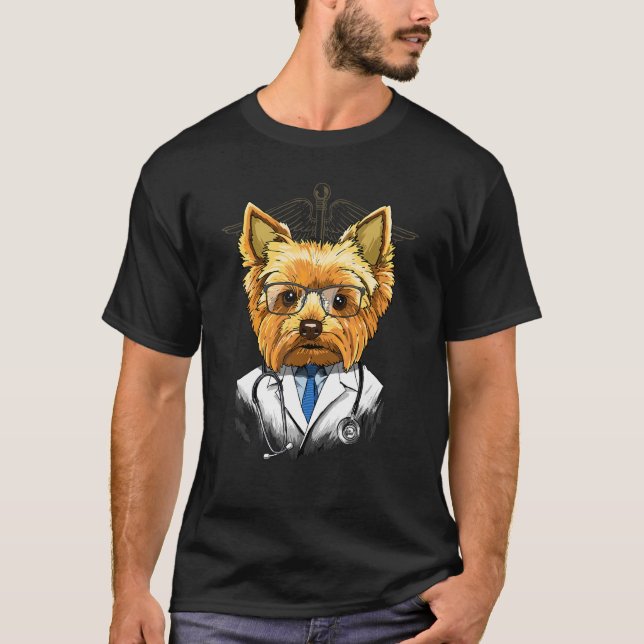 Dogtor Yorkshire Terrier Vet Doktor Physician Pet T Shirt (Framsida)