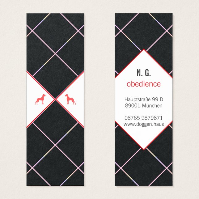 Dogtrainer Obedience Great Dane  Litet Visitkort (Framsida & baksida)