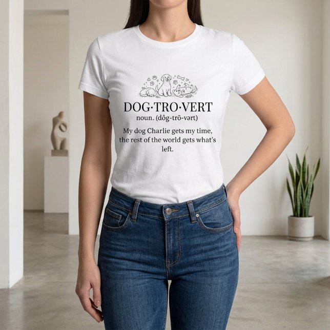 Dogtrovert Funny Text Personalized Dog Mom T Shirt (Skapare uppladdad)
