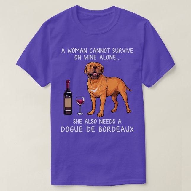 Dogue Bordeaux och vin Rolig hund  T Shirt (Design framsida)