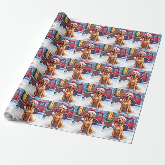 Dogue de Bordeaux Brandstation Santa Hatt Presentpapper (Utrullad)