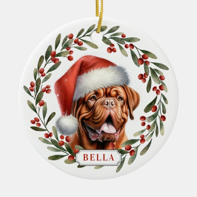 Dogue de Bordeaux Ceramic Circle Ornament (Framsidan)