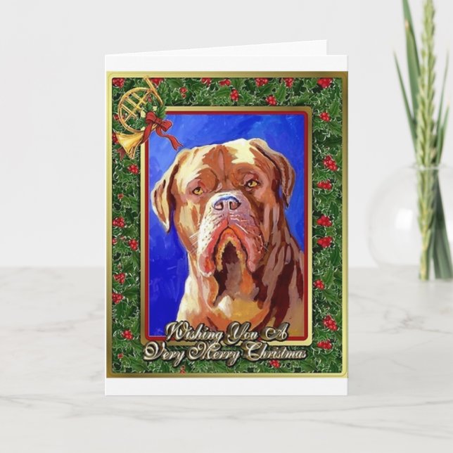 Dogue De Bordeaux Förfölja tom julkort Helgkort (Framsida)