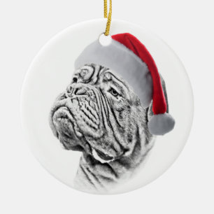 Dogue De Bordeaux - fransk Mastiff Julgransprydnad Keramik