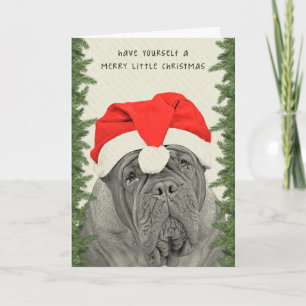 Dogue de Bordeaux Glad lite jul Helgkort