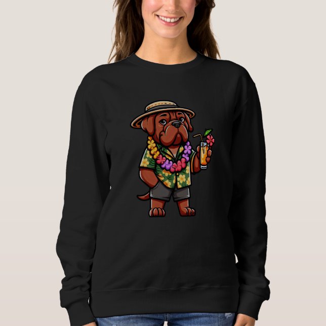 Dogue De Bordeaux Hawaii Hund Funny Summer T Shirt (Framsida)