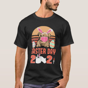 Dogue De Bordeaux Hund Ansikte Mask Bunny Egg Påsk T Shirt