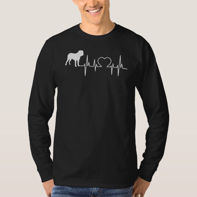 Dogue De Bordeaux Hund Heartslag T Shirt (Framsida)