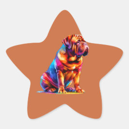 Dogue de Bordeaux Hund Stjärnformat Klistermärke