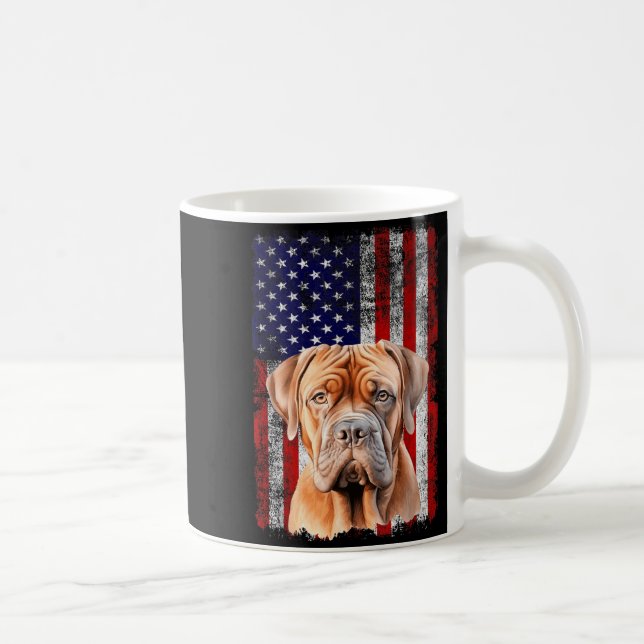 Dogue de Bordeaux hundälskare US Flagga 4 juli Kaffemugg (Höger)