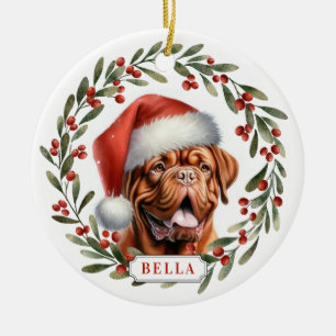 Dogue de Bordeaux Keramisk Cirkelsmycke Julgransprydnad Keramik
