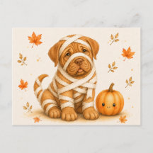 Dogue de Bordeaux-mumie Halloween-postkort