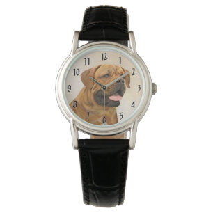 Dogue de Bordeaux Painting - Cute Original Hund Ar Armbandsur